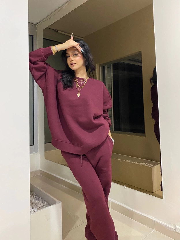 Bordo Oversize Eşofman Takımı