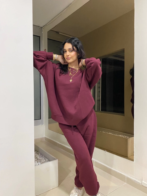 Bordo Oversize Eşofman Takımı