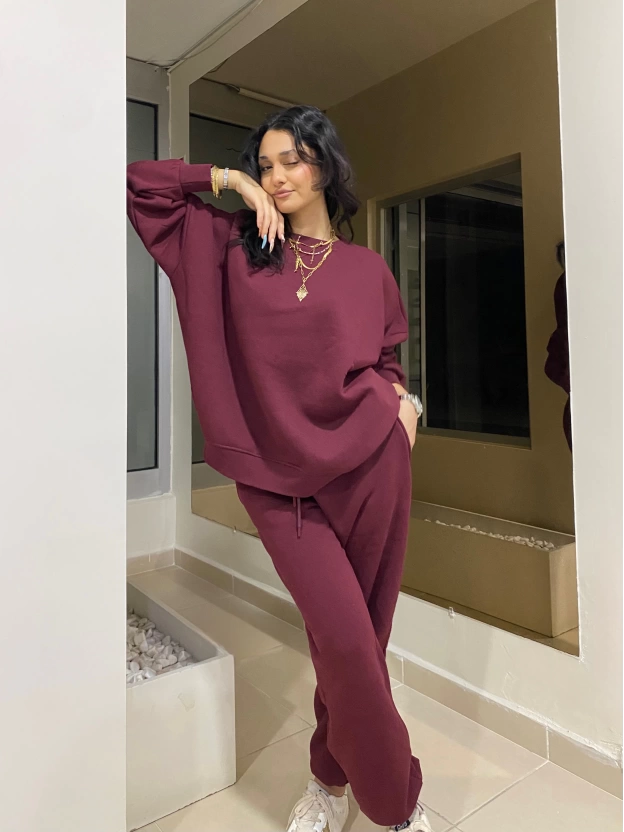 Bordo Oversize Eşofman Takımı