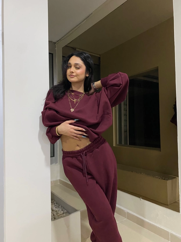 Bordo Oversize Eşofman Takımı