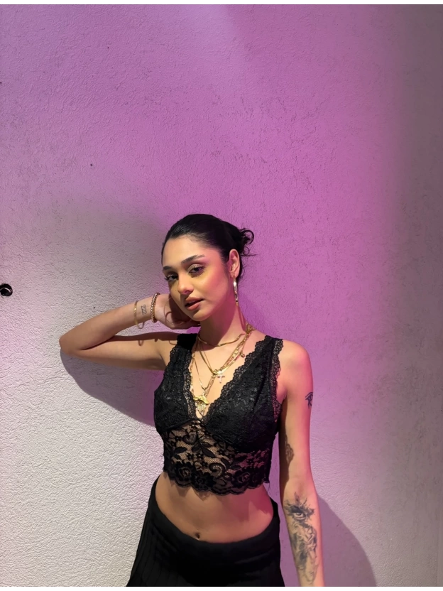 Siyah Dantelli Bralet