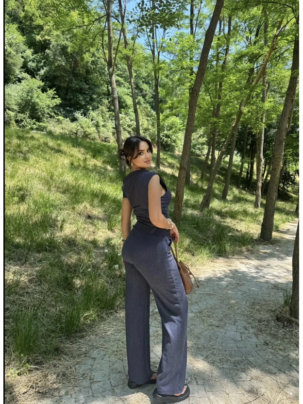Lacivert Omuz Detay Alt Üst Takım