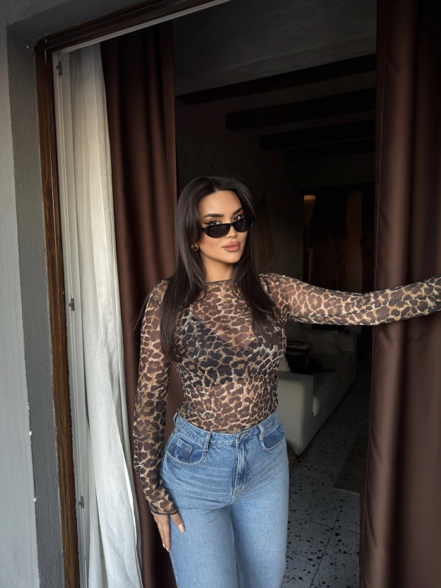 Leopar Transparan Bluz
