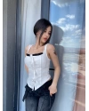 Beyaz Fiyonk Detay Tasarım Crop Bluz