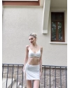 Beyaz Payetli Crop Etek Takım