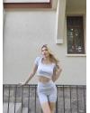 Gri Kısa Kollu Tayt Takım