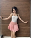 Pembe Pileli Şort Etek