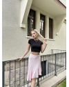 Pembe Asimetrik Bürümcük Etek