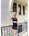 Siyah Bel Dekolteli Mini Elbise