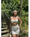 Beyaz Deniz Yıldızı Crop Etek Takım