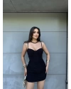 Siyah Askılı Korse Detay Elbise