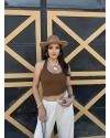 Kahverengi Boyundan Geçirmeli Fitilli Crop