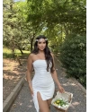 Beyaz Straplez Tasarım Elbise