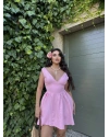 Pembe Dantel Detay Cepli Elbise