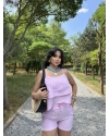 Pembe Askılı Bluz Şort Takım