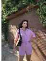 Pembe Keten Gömlek Takım