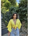 Sarı Bağlamalı Crop Bluz