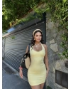 Sarı Boyundan Geçirmeli Basic Elbise
