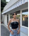 Siyah Straplez Brshk Crop