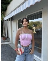 Pembe Straplez Brshk Crop