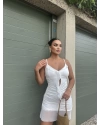 Beyaz Askılı Tül Detay Mini Elbise