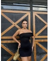 Siyah Tek Omuz Tasarım Mini Elbise