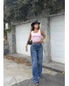 Mavi Tokalı Baggy Jean