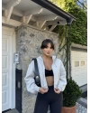 Gri Fermuarlı Crop Hırka