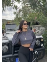 Antrasit Oversize Crop Sweatshırt