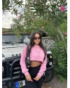 Pembe Oversize Crop Sweatshırt