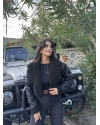 Siyah Kürklü Crop Mont
