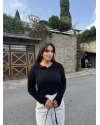 Siyah Polo Yaka Yumoş Kazak