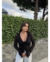 Siyah Ön Bağlamalı Dantel Bluz