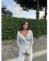 Beyaz Ön Bağlamalı Dantel Bluz