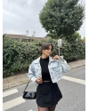 Buz Mavi Crop Ceket