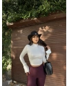 Beyaz Balenli Yarım Balıkçı Yaka Crop