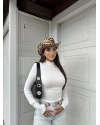 Beyaz Yarım Balıkçı Bodysuit