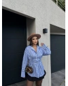 Mavi Çizgili Oversize Tasarım Gömlek