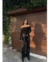 Siyah Şardonlu Deri Pantolon