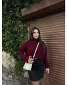 Bordo Balıkçı Yaka Kazak