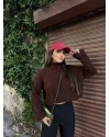 Kahverengi Balıkçı Yaka Kazak