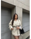 Bej Midi Boy Tasarım Trençkot