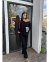 Siyah Kayık Yaka Modal Takım