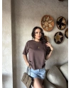 Kahverengi Oversize Basic Tshirt