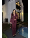 Bordo Bağlamalı Blazer Takım