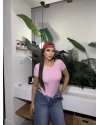 Pembe Kısa Kollu Bodysuit