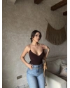 Kahverengi İp Askılı Bodysuit