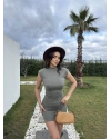 Yeşil Dik Yaka Mini Elbise