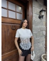 Beyaz Güpürlü Korse Tshırt