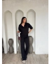 Siyah Polo Yaka Oversize Modal Takım